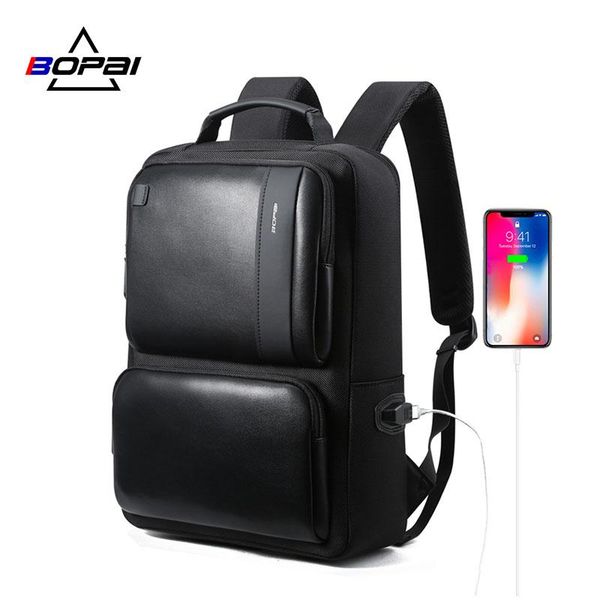

bopai black leather backpack college bag for boys mens theft back packs travelling bags waterproof men backpack schoolbag sqcpmj pingtoy