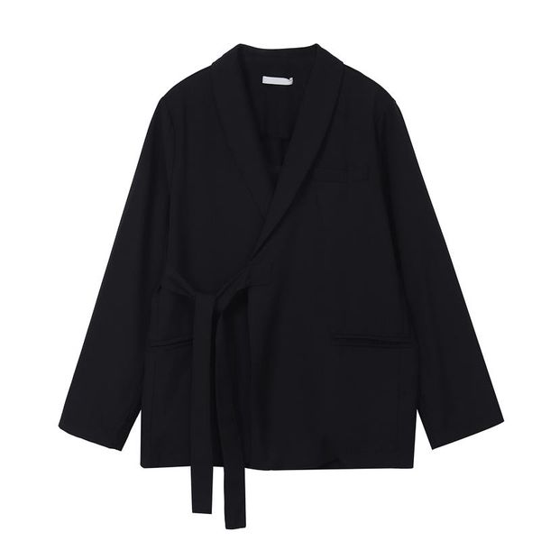 

small black suit, dark japanese style placket, women's loose jacket, new style, White;black