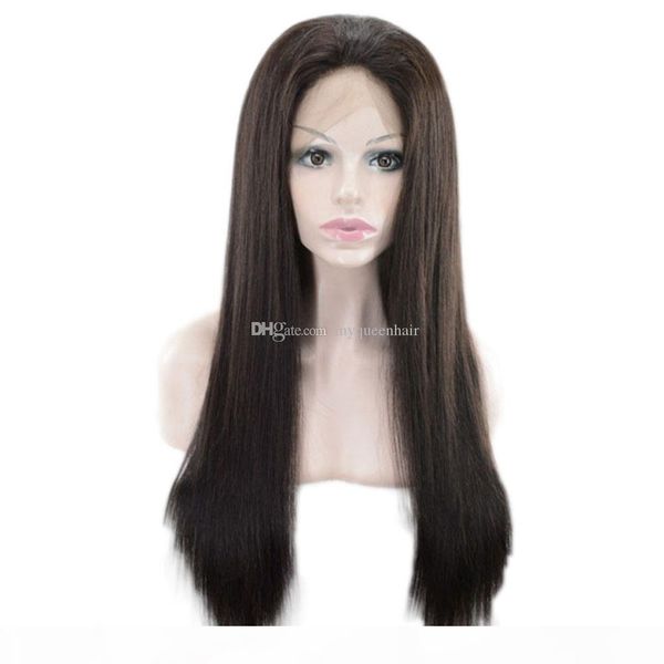 

brazilian virgin hair glueless lace front human hair wigs for black women pre plucked brazilian remy straight lace front wig, Black;brown