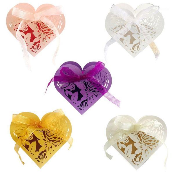

25pcs/set rose flower heart shape laser cut hollow favors gifts candy boxes with ribbon baby shower wedding party supplies1