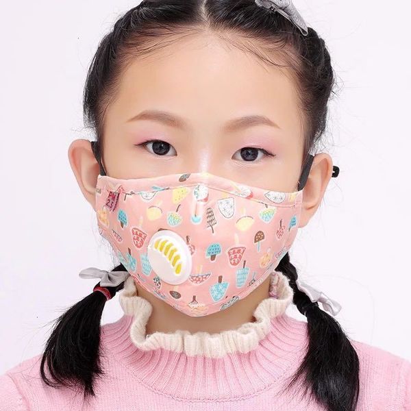 

face with cartoon kids breather mask filter valve 5layers anti dust masks children dustproof p