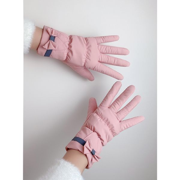 

winter plush warm and cold proof cute girl windproof waterproof touch screen korean cycling gloves female, Blue;gray