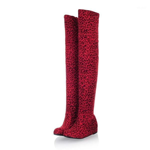 

women boots winter spring ladies fashion flat bottom boots shoes over the knee high leg suede long height increasing shoes1, Black