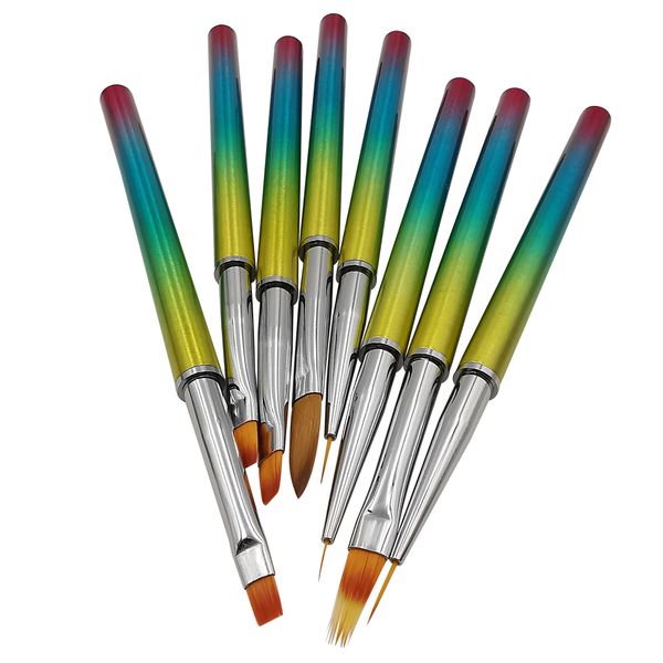

8pcs nail brush set stainless steel iridescent 8 different specifications effect of methods drawing gel