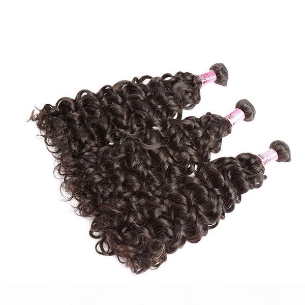 

human hair extensions deep curly indian hair weaves water wave natural color unprocessed human hair wefts 3pcs lot double weft, Black