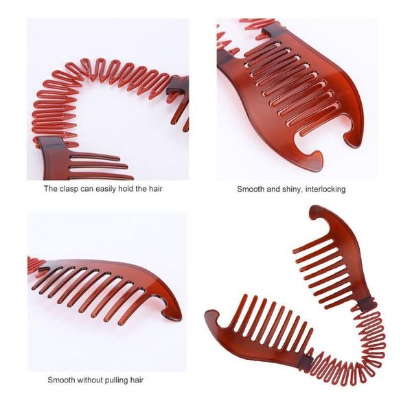 

1pcs soft bendabe side hair combs plastic braided hair comb styling tool hairdressing headwear acc wmtosg, Silver