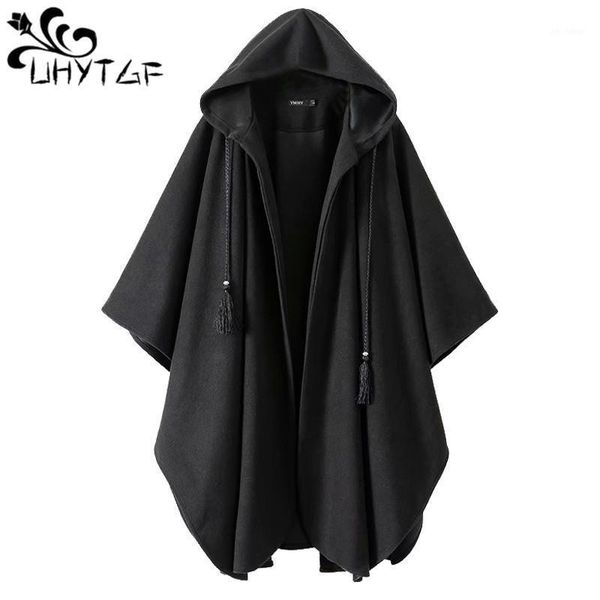 

uhytgf spring autumn coat women cloak woolen trench coat black coats cardigans female long trench overcoat manteau femme 8871