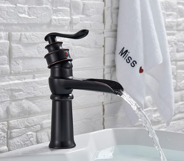 

bathroom sink faucets waterfall spout single lever faucet deck mount one hole basin mixer taps brass and cold washing taps1