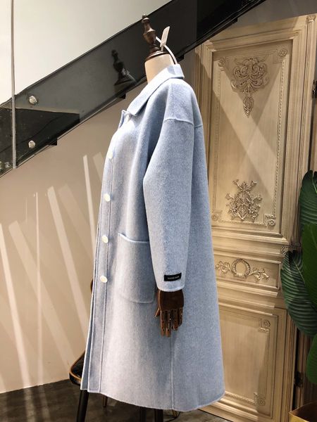 

высокая четкость женской моды ручные двухсторонние кашемировые пальто с супер мягкостью android простого однобортным дизайна. код: xs-m, Black