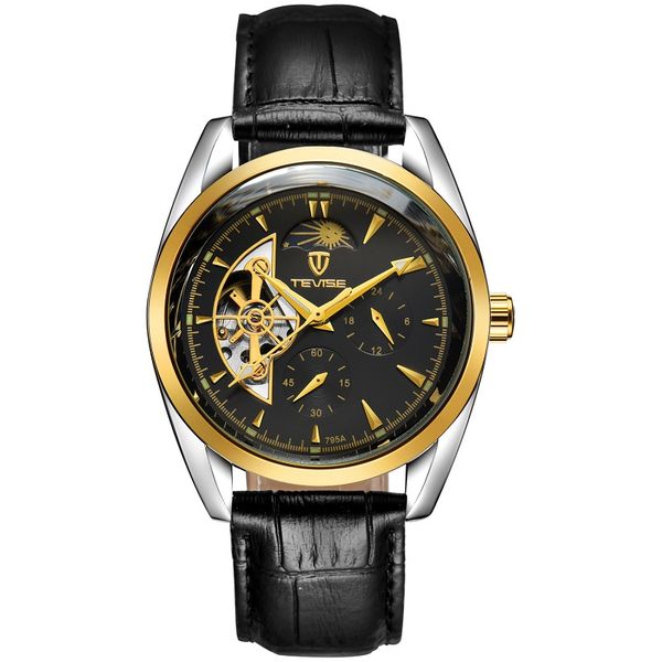 

designer mens watches automatic watch 42mm fine steel fashion moon phase waterproof man gold movement watches t795, Slivery;brown