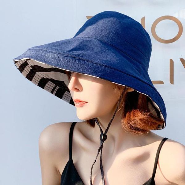 

cokk bucket hat лета женщин хлопка складная двухсторонний отдыха боб caps спорта на открытом воздухе casual купольная панама cap вс hat gorr, Blue;gray