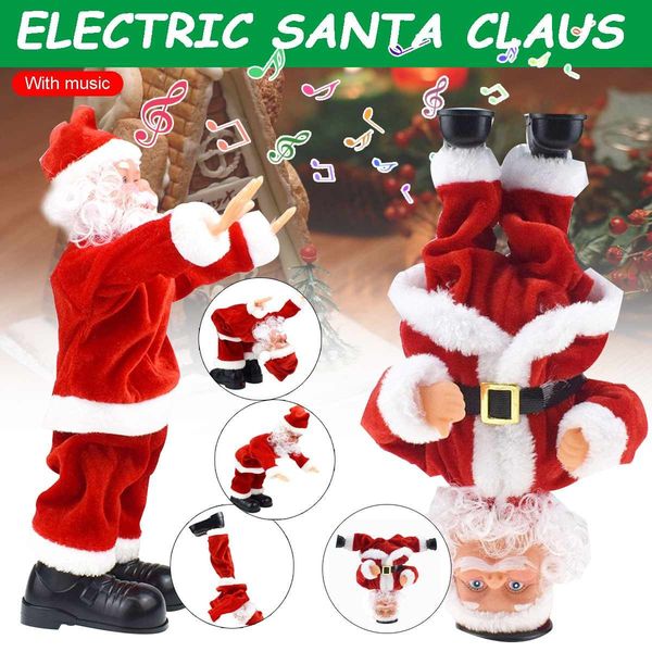 

claus christmas electric santa somersault stunt toy music walking doll xmas ornaments handstand santa street daning with music