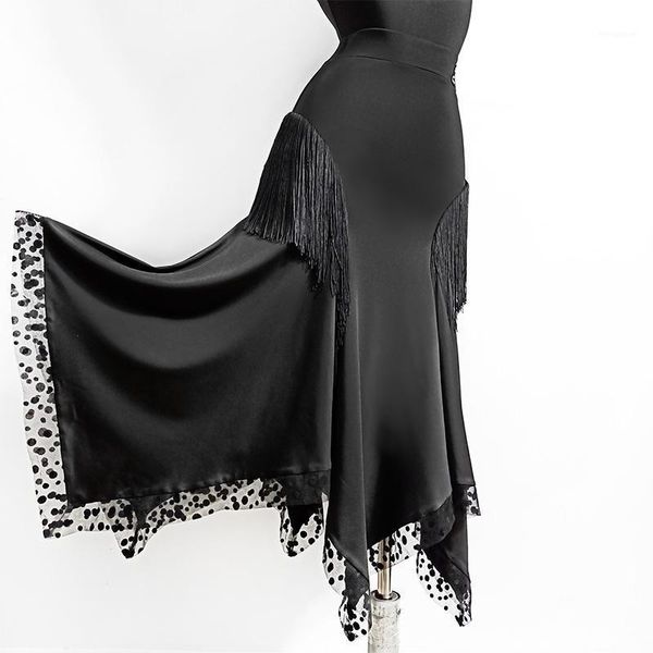 

latin dance skirt women fringed black skirts latin practice wear ballroom flamengo samba dancing costume show wear vdb26421, Black;red