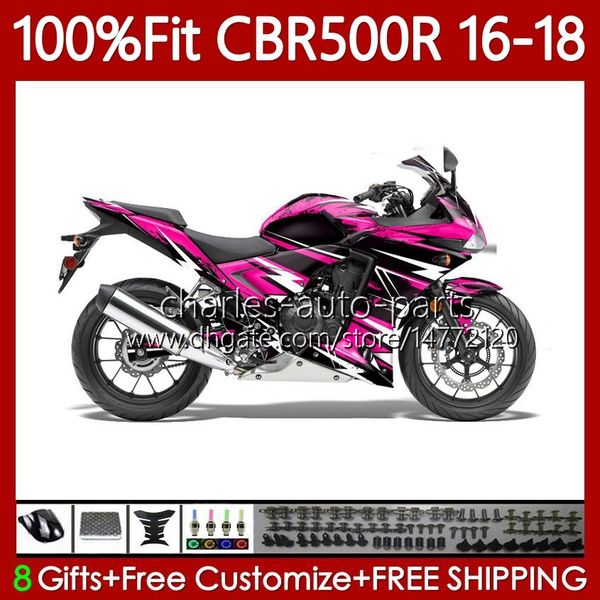 Bodys de Moldagem de Injeção para Honda CBR 500 CBR500 R $ CC 500R Rose Preto 500cc 2016 2017 2018 Bodywork 111No.86 CBR500RR CBR500CC 16-18 CBR500R 16 17 18 Fairings do OEM