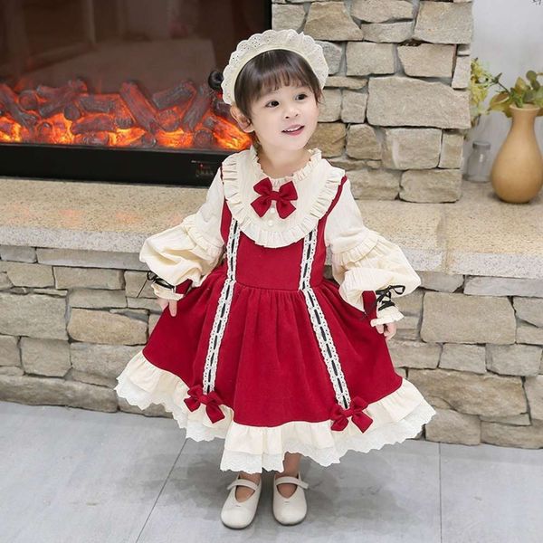

and girls' spring autumn princs baby performance lolita drs, Red;yellow