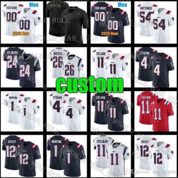 

1 cam newton new custom england patriots 50 chase winovich 15 n'keal harry 32 devin mccourty moss sony michel dont'a hight, Black;red