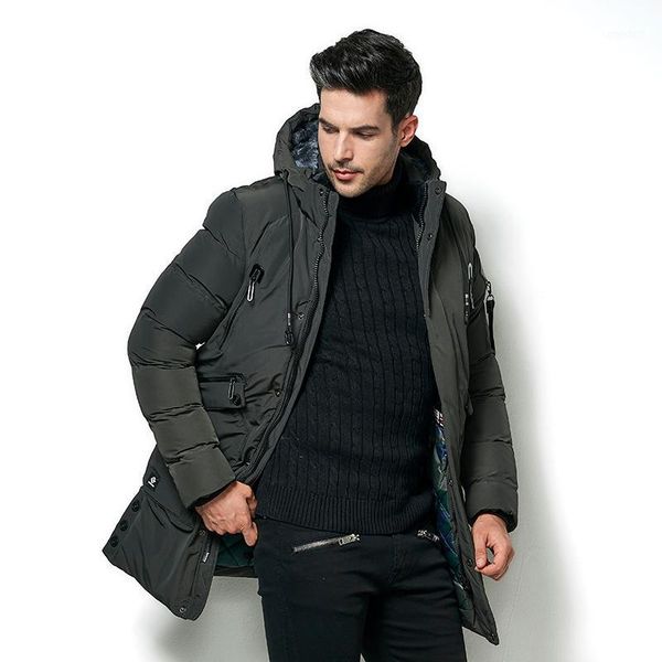 

men's down & parkas winter jacket men thicken warm hoodies hooded long sleeve zipper outwear overcoat plus size -5xl1, Black