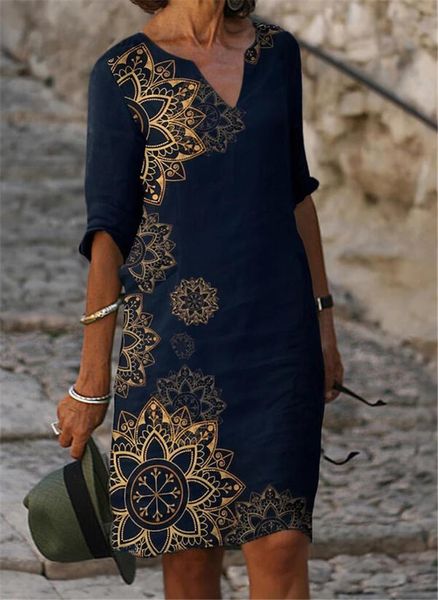 

fashion casual dress large size loose dress temperamental mid-sleeve, Black;gray