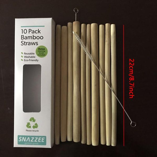

10 pcs/set natural bamboo drinking straws with straw clean brush eco-friendly sustainable bamboo straws reusable straws dbc vt0190