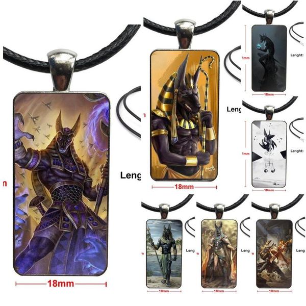 

egypt anubis egypt egyptian pattern for child jewelry with steel plated glass cabochon choker long pendant rectangle necklace, Silver