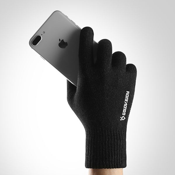 

cycling thick knitted bicycle lightweight touch screen running plus velvet windproof solid gloves, Blue;gray