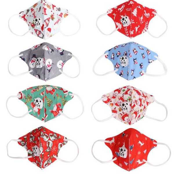 

christmas kids face masks cartoon snowman penguin santa claus xmas washable dustproof children protective mask party masks 8 color e110204