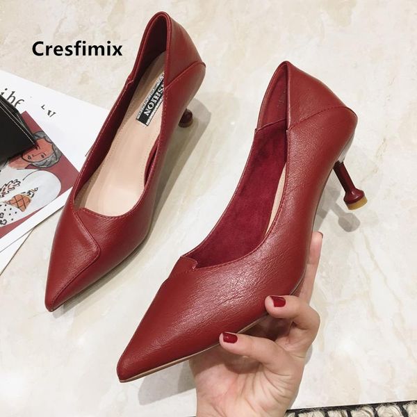 

dress shoes zapatos dama women fashion wine red soft comfort slip on high heel ladies casual black stiletto female office pumps e5939