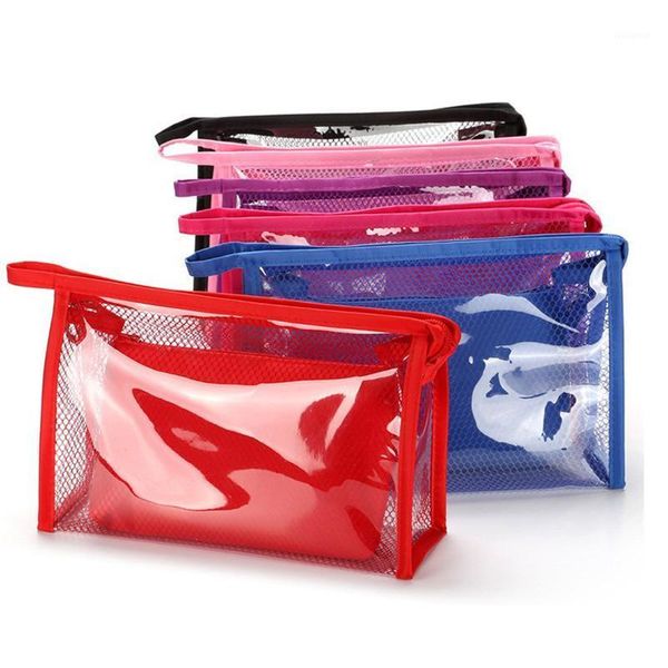 

2 pcs pvc meshtranslucent makeup bag women wash bag travel organizer multi-function large capacity cosmetic waterproof1