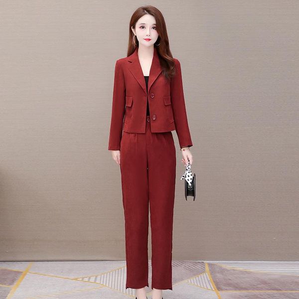 

women's two piece pants fashionable suit female korean celebrities with high temperament and thin straight tube wide leg, White