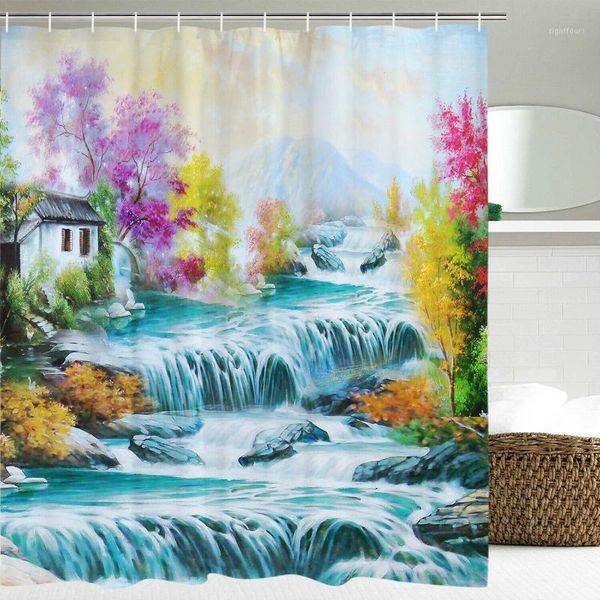 

countryside scene shower curtain waterproof bathroom shower curtain home decor1