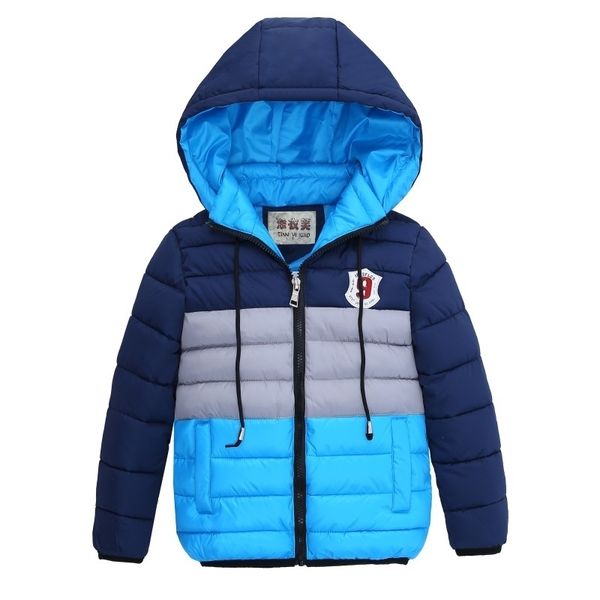

kids coats boy warm coat new winter fashion cotton padded clothes girls casual comfort jacket children's hat coat 4-12 years old 201106, Blue;gray