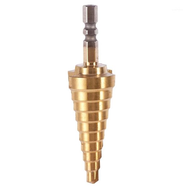 

gold tone hex shank, titanium coated stepped drill 10 6-25 mm1