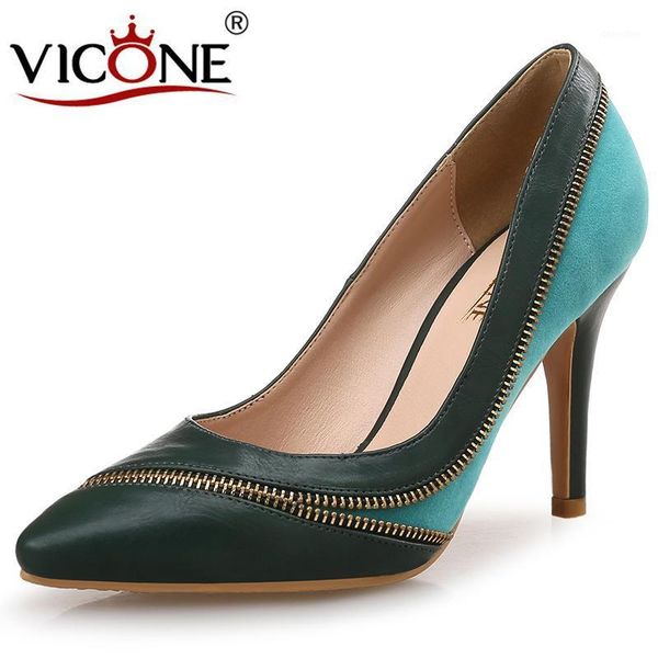 

dress shoes vicone women spring/autumn pointed toe casual zipper mature fashion thin heels v5153751, Black