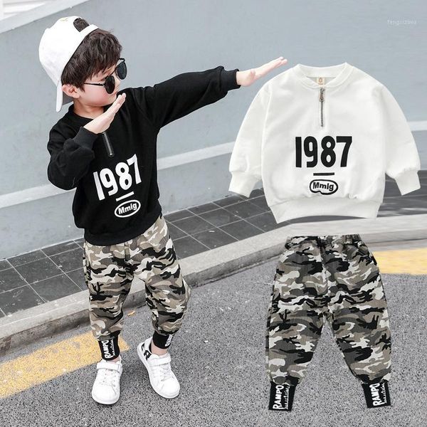 

clothing sets kids clothes for boy sportswear camouflage pants and sweatshirt autumn winter casual tracksuit children sets1, White