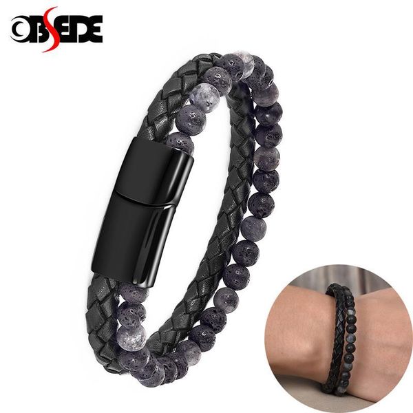 

charm bracelets natural flash stone leather bracelet for men punk stainless steel magnetic clasp bangle man trendy jewelry gift wholesale pr, Golden;silver