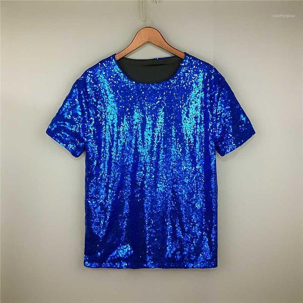 

men summer fashion sequin short sleeve t shirt korean style nightclub hip hop punk stage costume women vintage tees streetwear1, White;black