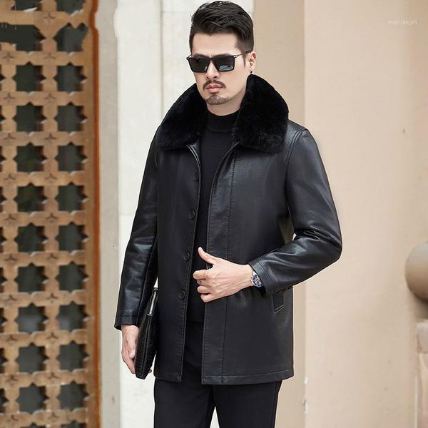

royal leather outerwear 8xl 6xl 5xl men's long dark black leather outerwear fashion sheepskin1