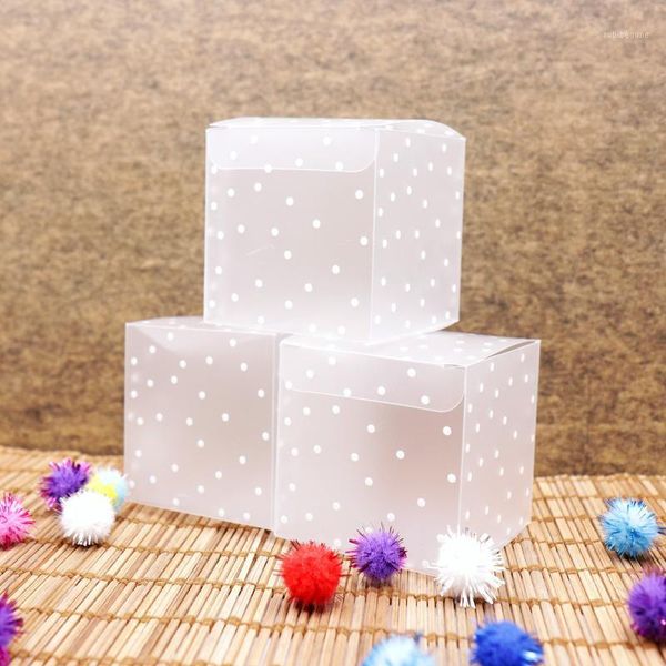 

gift wrap 10pcs pvc square transparent clear dot candy box chocolate package cube for wedding birthday christmas party decor1