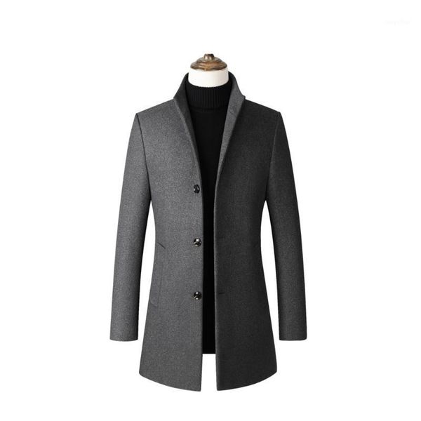 

vogue vogue wool blends coats men autumn winter jacket men solid stand collar wool coats luxurious blends overcoat male1, Black