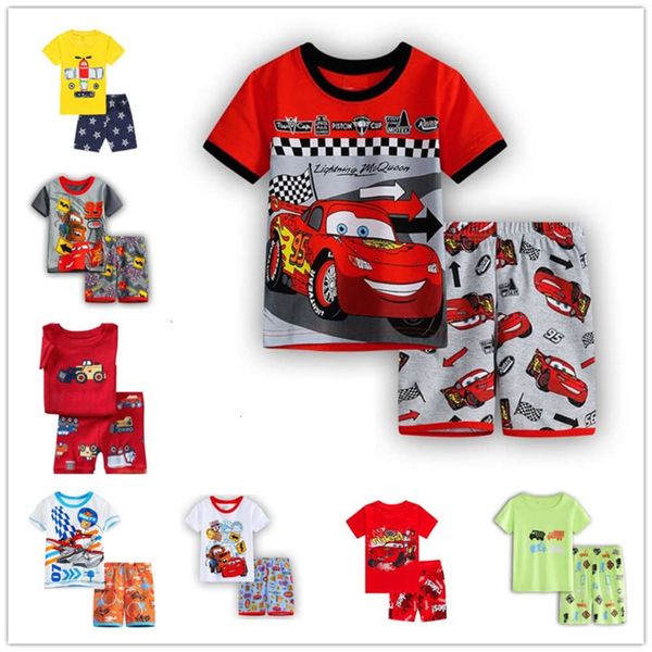 

home new boys' short sve car cloth children's summer suit air conditioner cartoon pajamas k056, Blue;red