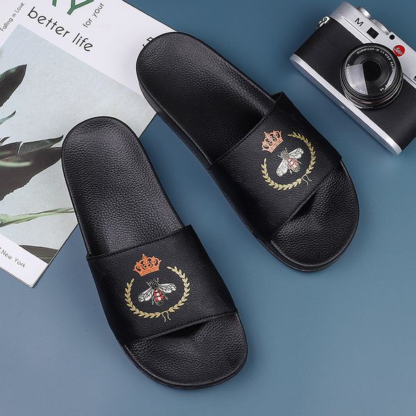

2022 men's ladies slippers luxury comfortable sandals spring summer autumn fashion wide flat slippers size 38-45, Black