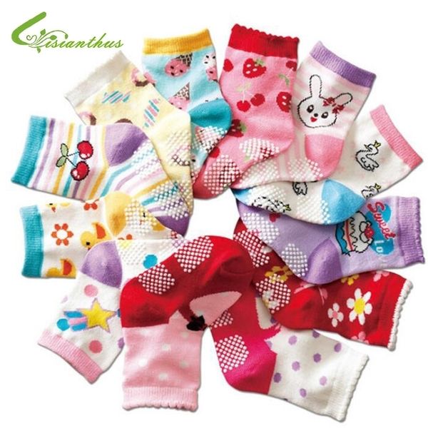 

10 pairs/lot) cotton baby socks rubber slip-resistant floor socks cartoon girl and boy kid's cotton socks 1-3year y201009, Pink;yellow
