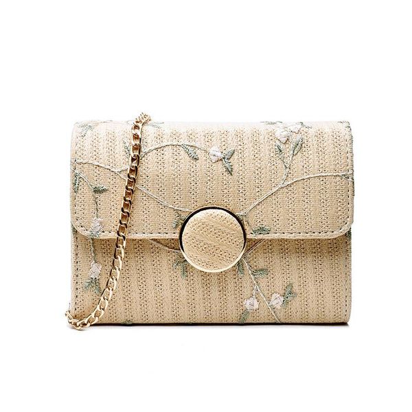 

women flower summer straw bags ins popular female beach handbag chains lady weave shoulder bag fashion travel crossbody ss3283