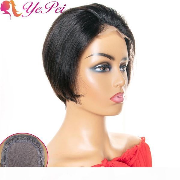 

pixie cut wig 4x4 bob lace closure wig brazilian straight human hair wigs 130% density remy short human hair wigs yepei, Black;brown