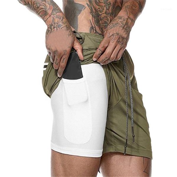 

running shorts yoga pants men's sports double-layer quick-drying jogging fitness shorts1, Black;blue