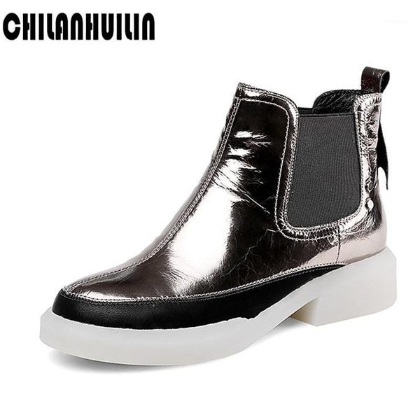 

boots classic metal patent leather shoes women autumn winter woman basic platform snow casual waterproof riding1, Black