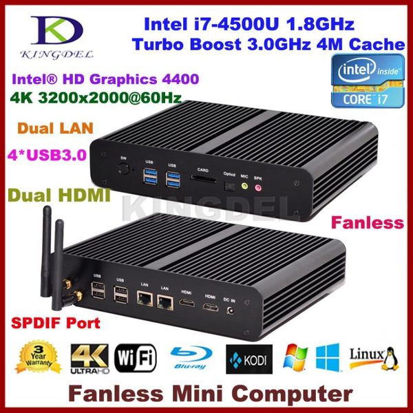 

kingdel intel 4500u dual core fanless mini deskpc net16gb ram+ssd ultra hd 4k 2*gigabit lan+2*hdmi+spdif+4*usb3.0