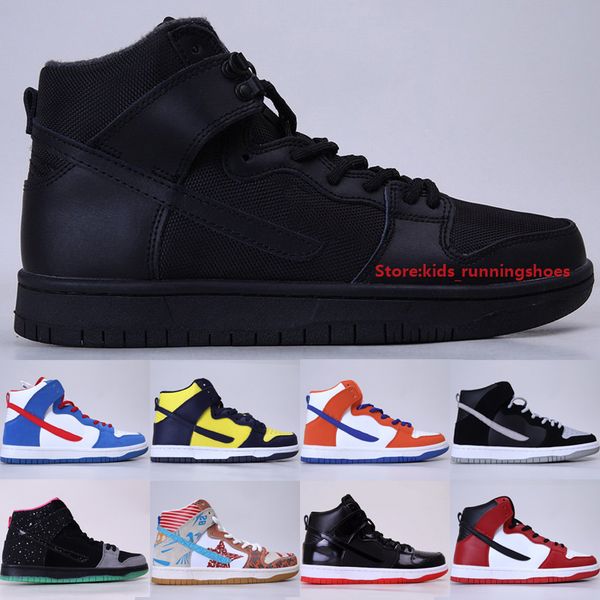 

classic sb dunks high casual shoes suede bota northern lights danny supa strawberry michigan outdoor skateboard sneakers size 36-45, Black