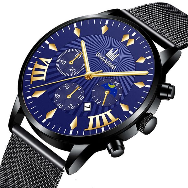 

men's watch multicolor face band fashion calendar fashion watch quartz watch, Slivery;brown