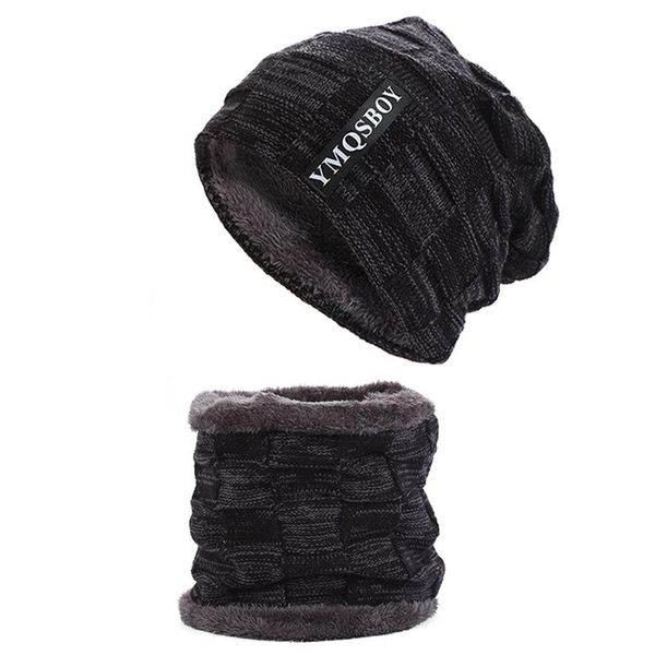 

beanies thick knitted hat warm beanie for man hip hop winter hats wool neck scarf bonnet casual skullies autumn caps